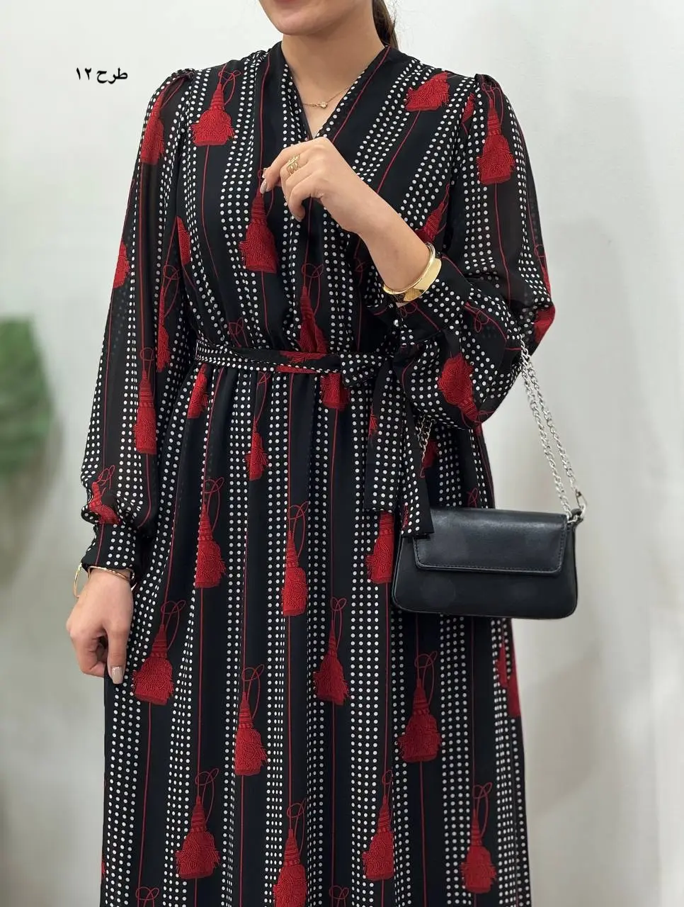 پیراهن بلند حریر آستردار آوا کد 4397